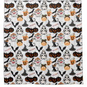 ハロウィーンパターン。不気味可愛い シャワーカーテン (正面)