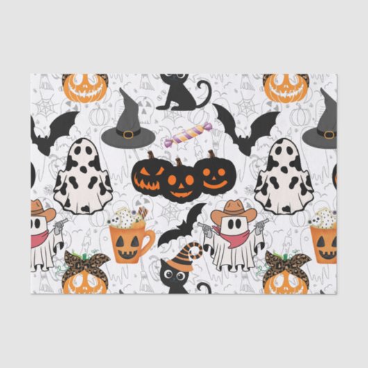ハロウィーンパターン。不気味可愛い 薄葉紙 (正面)