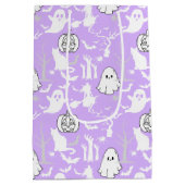 ハロウィーンパターン。不気味可愛い。b LパープルBG ミディアムペーパーバッグ (裏面)