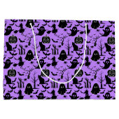 ハロウィーンパターン。不気味可愛い。b LパープルBG ラージペーパーバッグ (裏面)