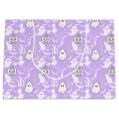 ハロウィーンパターン。不気味可愛い。b LパープルBG ラージペーパーバッグ (正面)