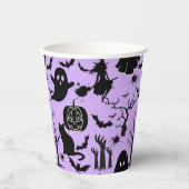 ハロウィーンパターン。不気味可愛い。b LパープルBG 紙コップ (正面)