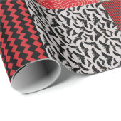 ハロウィーンパッチワーク赤、グレー、黒 ラッピングペーパー (ロールコーナー)