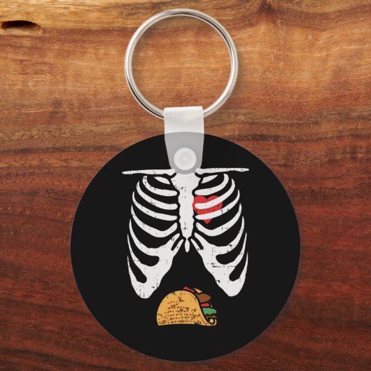 ハロウィーンパパスケルトンタコベリーおもしろい妊娠 キーホルダー (正面)