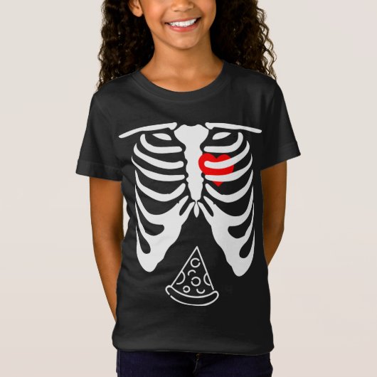 ハロウィーンパパスケルトンピザベリーおもしろい妊娠 Tシャツ (正面)