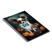 ハロウィーンパピヨンとカボチャ怖い ノートブック (右側)