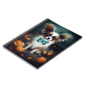 ハロウィーンパピヨンとカボチャ怖い ノートブック (左側)