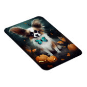 ハロウィーンパピヨンとカボチャ怖い マグネット (右側)