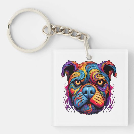 ハロウィーンパピー#3デジタルアート キーホルダー (正面)