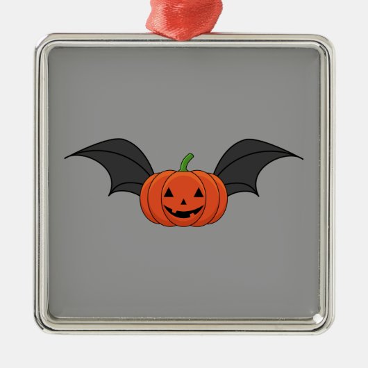 ハロウィーンパンプキンこうもり メタルオーナメント (正面)