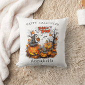 ハロウィーンパンプキンのトリックまたはトリートメント クッション (ブランケット)