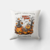 ハロウィーンパンプキンのトリックまたはトリートメント クッション (裏面)