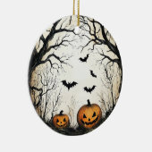 ハロウィーンパンプキンアンドこうもり セラミックオーナメント (右)