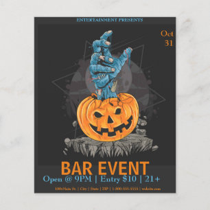 ハロウィーンパンプキンウィズハンドバーイベントテンプレート チラシ