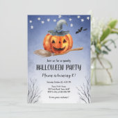 ハロウィーンパンプキンウィッチパンプキン不気味誕生日 招待状 (スタンド正面)