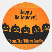 ハロウィーンパンプキンオレンジシルエット不気味カスタム ラウンドシール (正面)