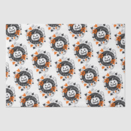 ハロウィーンパンプキンオレンジ白黒 薄葉紙