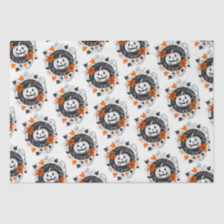 ハロウィーンパンプキンオレンジ白黒 薄葉紙