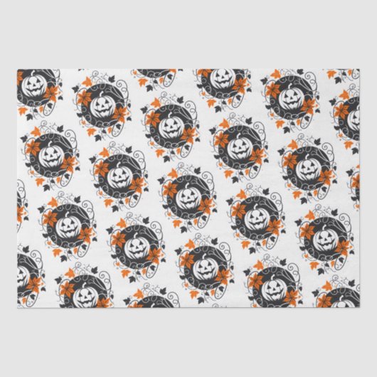 ハロウィーンパンプキンオレンジ白黒 薄葉紙 (正面)