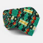 ハロウィーンパンプキンカカクレクロサテンストライプパタン ネクタイ (ロール)