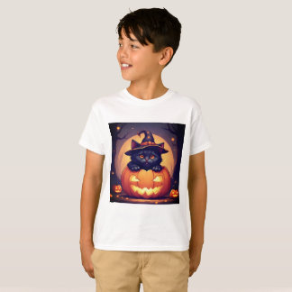 ハロウィーンパンプキンキャットビベス Tシャツ