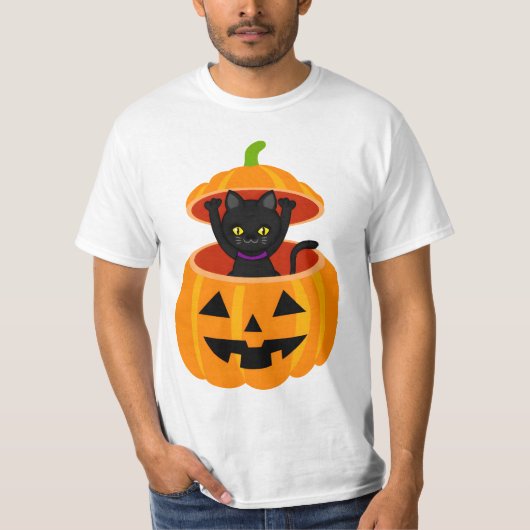 「ハロウィーンパンプキンクリップアートの黒猫» Tシャツ (正面)