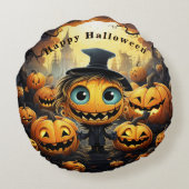 ハロウィーンパンプキンスハッピーハローウィン ラウンドクッション (裏面)
