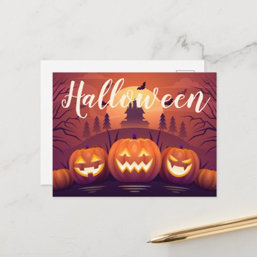 ハロウィーンパンプキンス幽霊のよく出るアンドハウス ポストカード (正面/裏面インサイチュ)