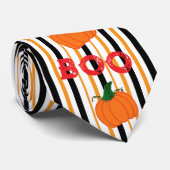 ハロウィーンパンプキンズブオレンジオレンジストライプ白黒 ネクタイ (ロール)