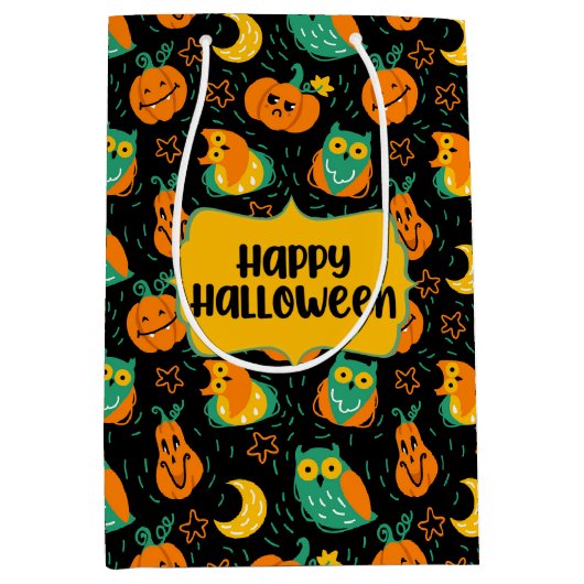 ハロウィーンパンプキンズムーンフール抱き枕 ミディアムペーパーバッグ (正面)