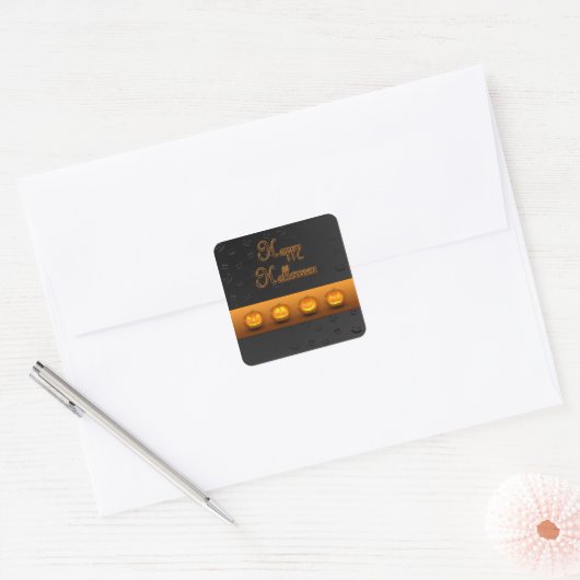 ハロウィーンパンプキンズJack-o-Lantern スクエアシール (封筒)