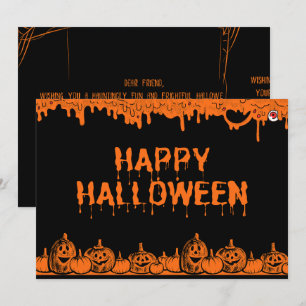 ハロウィーンパンプキンタイポグラフィ引用文フラットグリーティング カード