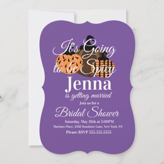 ハロウィーンパンプキンテーマのブライダルシャワー 招待状 (正面)