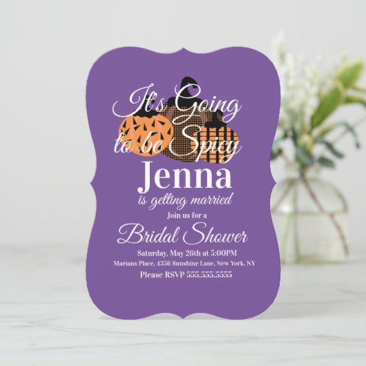 ハロウィーンパンプキンテーマのブライダルシャワー 招待状 (スタンド正面)