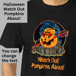 ハロウィーンパンプキンデビルトライデントゾンビモンスター Tシャツ