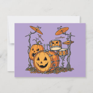 ハロウィーンパンプキンドラムセットイラストレーション ポストカード