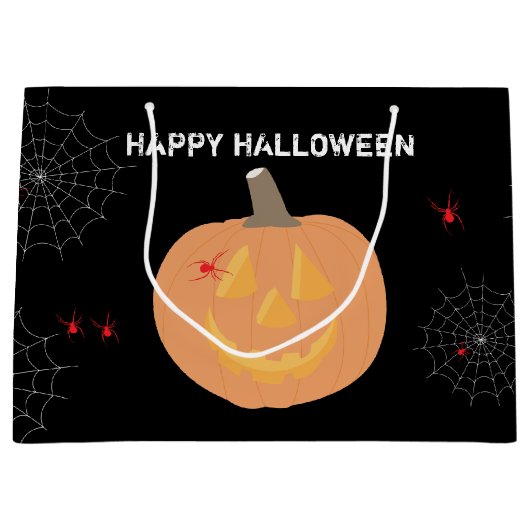 ハロウィーンパンプキンハッピーハローウィン ラージペーパーバッグ (正面)
