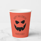 ハロウィーンパンプキンハロウィーンのカボチャのちょうちんオレンジ紙カップ 紙コップ (正面)