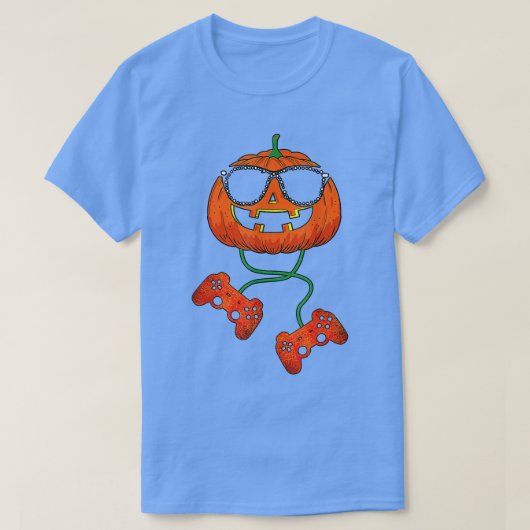 ハロウィーンパンプキンハロウィーンのカボチャのちょうちんハロウィンゲーマーB Tシャツ (デザイン正面)