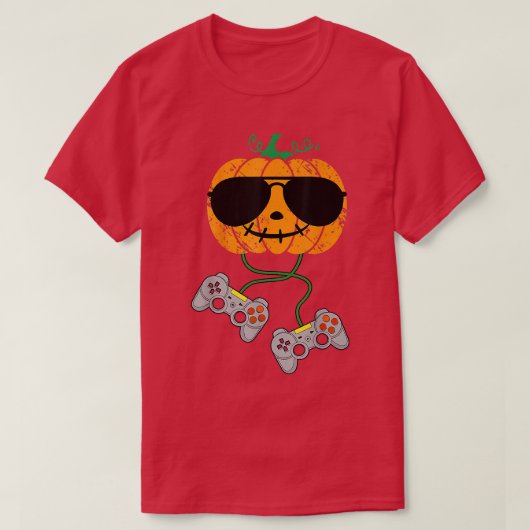 ハロウィーンパンプキンハロウィーンのカボチャのちょうちんハロウィンゲーマーB Tシャツ (デザイン正面)