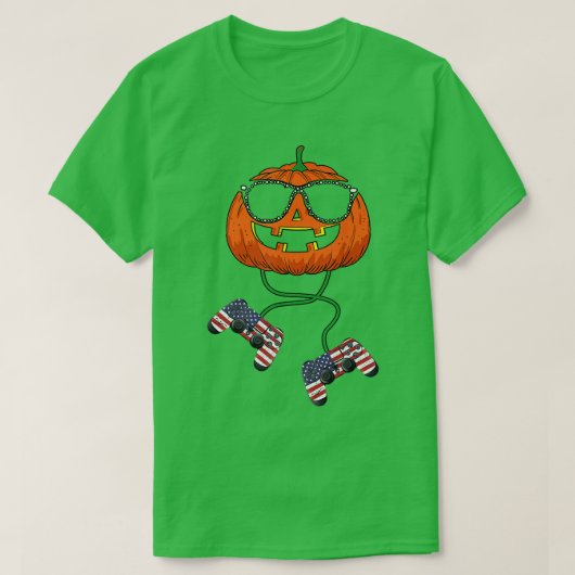 ハロウィーンパンプキンハロウィーンのカボチャのちょうちんハロウィンゲーマーU Tシャツ (デザイン正面)