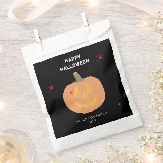 ハロウィーンパンプキンハロウィーンファミリーパーティー フェイバーバッグ (クリップ留めされた状態)