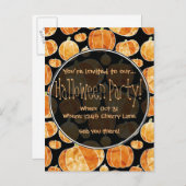 ハロウィーンパンプキンパターンパーティの招待状 インビテーションポストカード (正面/裏面)