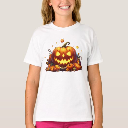 ハロウィーンパンプキンパーティーイエロー魔法 Tシャツ (正面)