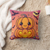 ハロウィーンパンプキンプリント クッション (ブランケット)