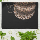 ハロウィーンパンプキンプレイドヒョウ秋感謝祭 キッチンタオル (折り畳み)