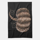 ハロウィーンパンプキンプレイドヒョウ秋感謝祭 キッチンタオル (縦)