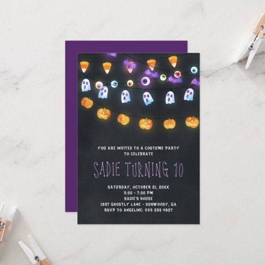ハロウィーンパンプキンライトパーティの招待状 招待状 (正面/裏面インサイチュ)