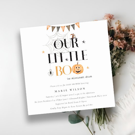 ハロウィーンパンプキンリトルブベビーシャワー招待状 サンキューカード