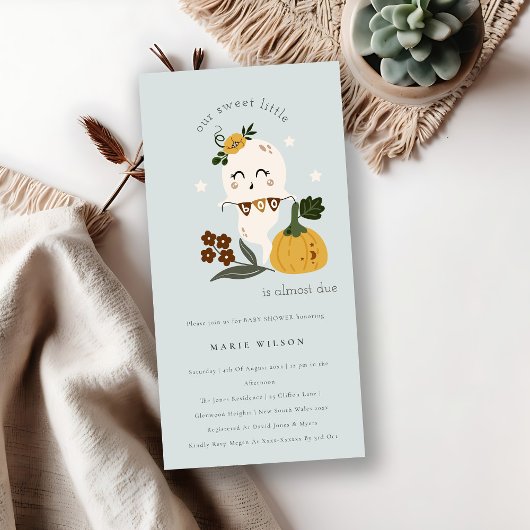 ハロウィーンパンプキンリトルブベビーシャワー招待状 サンキューカード
